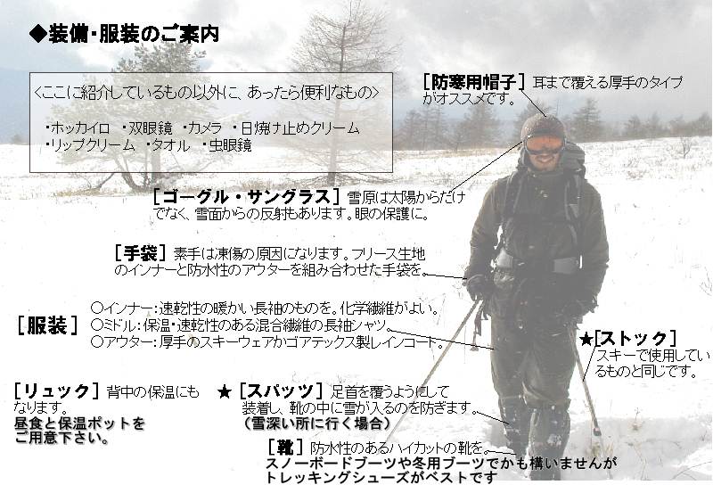 スノートレッキング服装